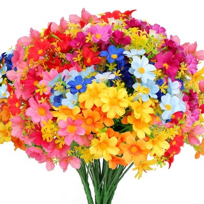 Artificial Silk Flowers for Outdoor Faux Flowers 6 Bundle Fake Wildflowers Bu...