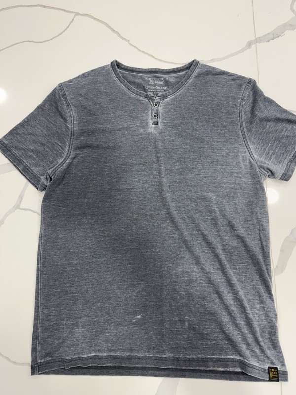 Lucky Brand Shirt Mens XL Blue Venice Burnout Short Sleeve  Solid
