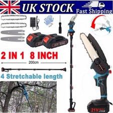 Telescopic Pole Chainsaw Long Reach Electric Tree Pruner Trimmer Branch Cutter