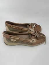 Sperry Angelfish Boat Shoes Womens 7.5 Brown Beige Leather Lace Up Top-Siders