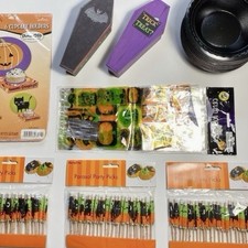 Halloween Party Supplies Lot Party Picks, Bowls, Treat Bags, Cupcake Holders