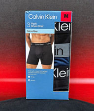 Calvin Klein Men's Microfiber Boxer Briefs M 3-Pack Wicking Black Gray Blue