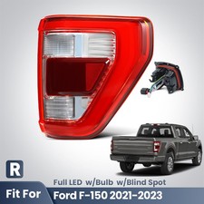 Full Led For 2021-2023 Ford F150 Passenger Tail Light Chromewblind Spot Rh