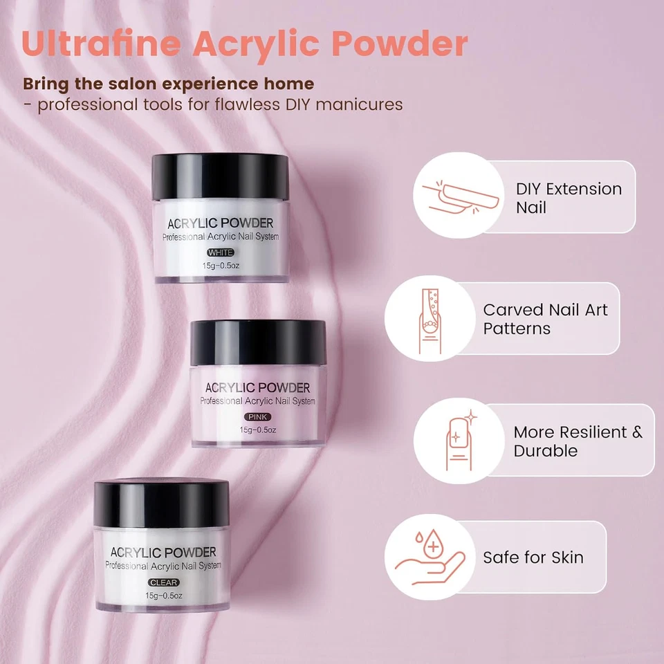 Kit de uñas para principiantes con todo: práctica uñas mano lámpara U V uñas acrílico uñas Foto 4 de 4