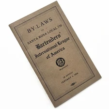 Pre-Prohibition 1916 Vintage Bartenders Union Law Book Breweriana Bar History