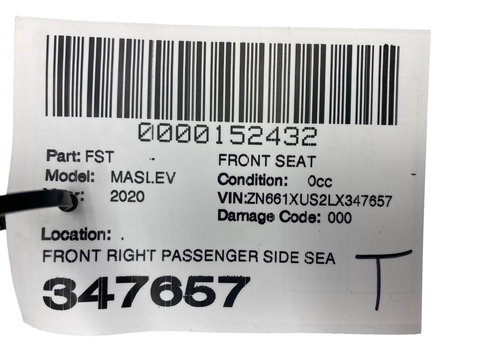 2017-2022 MASERATI LEVANTE M161 OEM FRONT RIGHT LOWER SEAT CUSHION CUOIO TAN