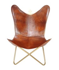 Fauteuil Relax En Cuir Vintage Fait Main Papillon