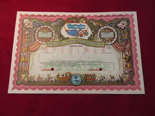 Ringling Bros Barnum Bailey combined shows company stock certificate EC - Picture 9 of 15