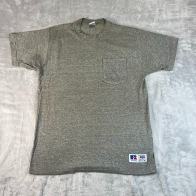 Vintage Russel Athletic Pocket T-Shirt  Mens M Gray  SS Made in USA