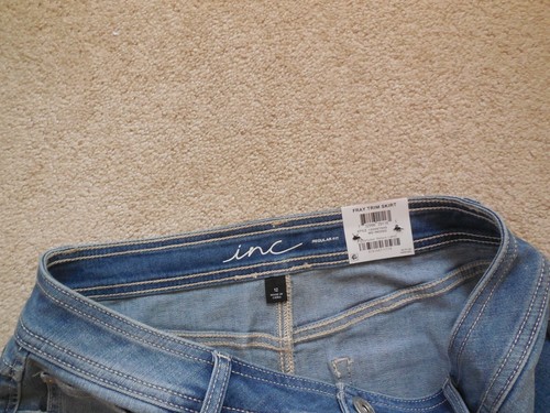 Womens INC International Concepts Frayed Tulip-Hem Jean Skirt Size 12 Med Indigo - Picture 7 of 12