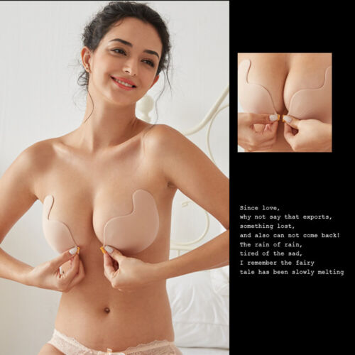 A-E Cup Silicone Strapless Push Up Bra Backless Self Adhesive Invisible Stick On - Picture 2 of 8