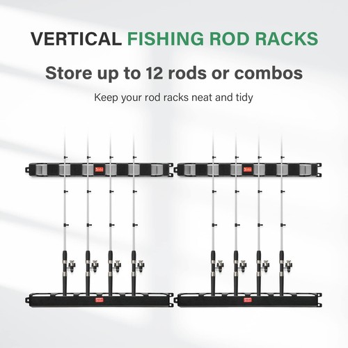 Simple Deluxe Fishing Rod Holders Wall Mounted Great Pole Holder Rack 6/12 Rods - Picture 30 of 72
