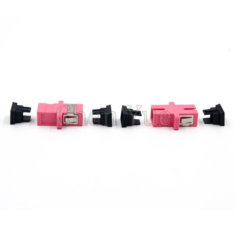 50pcs Fiber Optic SC Adapter MM OM4 Magenta ftth Simplex Pink SC UPC Coupler   - Image 3 of 4