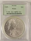 1885 MORGAN DOLLAR PCGS MS64, Green Label