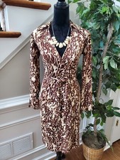 Express Women's Brown Polyester Collared Long Sleeve Knee Length Dress Size 3/4
