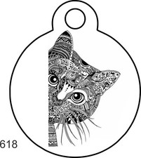 Pet Tag Personalized Pet ID tag for Dog and Cat ROUND Tag Unique cute TRIBAL PIN