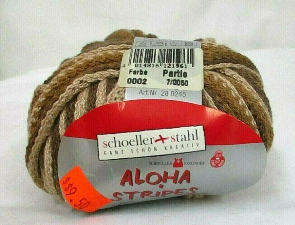5 NEW~Schoeller &Stahl~ALOHA STRIPES Ribbon Yarn #02 Multi Brown/Tan Stripe~ LOT - Image 3 of 4