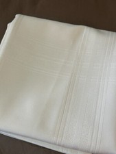 Ivory Rectangle Polyester Tablecloth with Weave Stripe 82" x 60"  8 Napkins