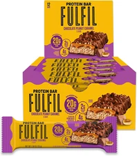 Protein Bars, Chocolate Peanut Caramel Flavored, 20g Protein, Pantry Staples, 12