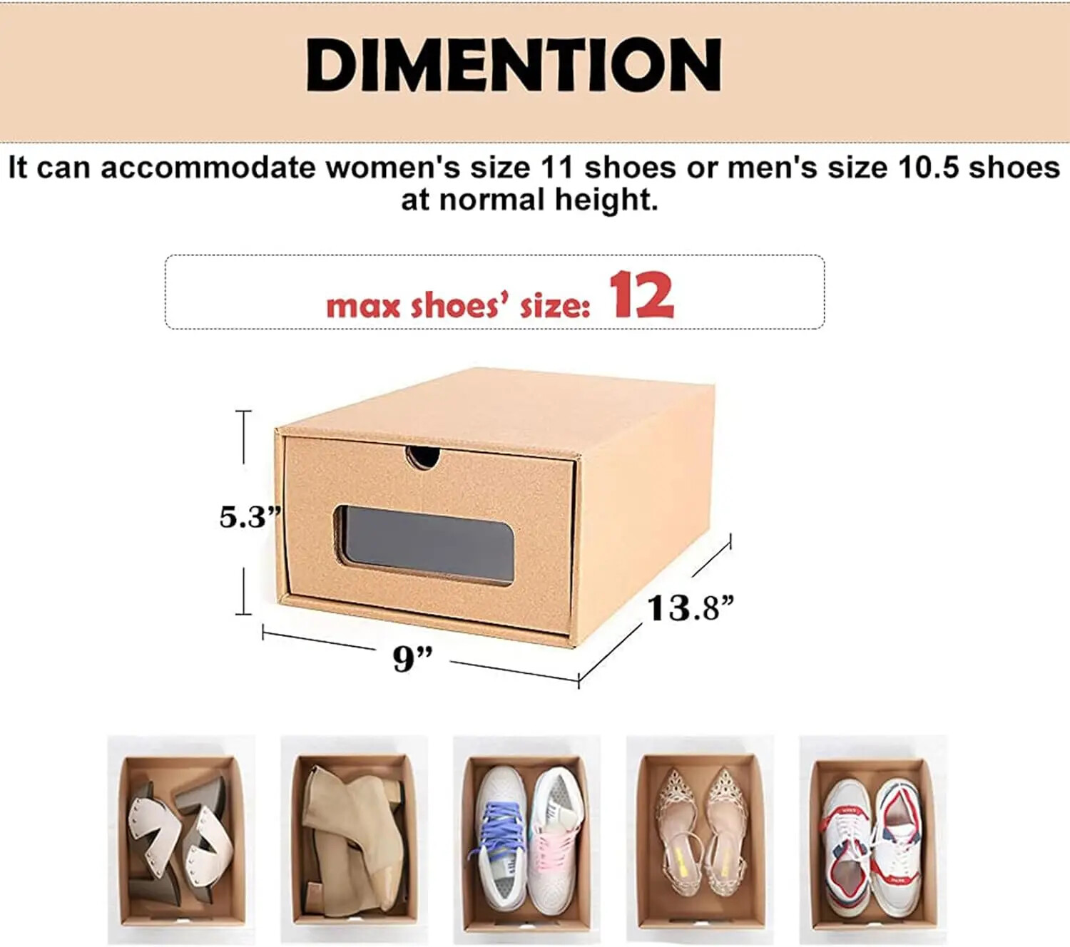 12 Pack Shoe Box Cardboard Shoebox Storage Water Resistant Stackable