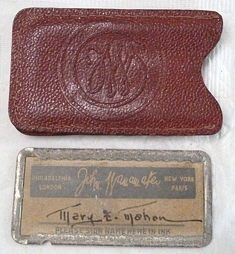 Vintage Blue Charga-Plate Card & Case JOHN WANNAMAKER, NY-PARIS-LONDON-PHILLY