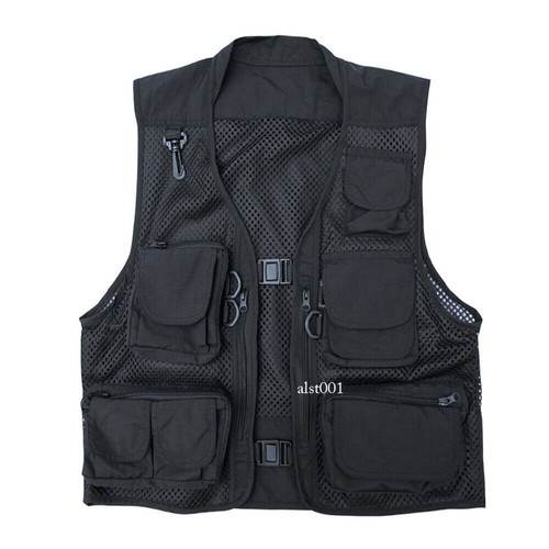 Lady Men Mesh Utility Vest Jacket Waistcoat Fishing Gilet Multi Pockets Workwear - Picture 14 of 29