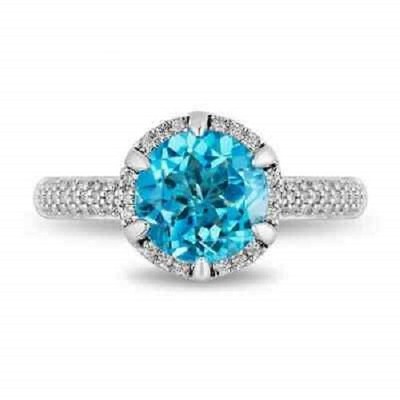 London Blue Topaz Cinderella Christmas Gift & Engagement Wedding Ring 925 Silver