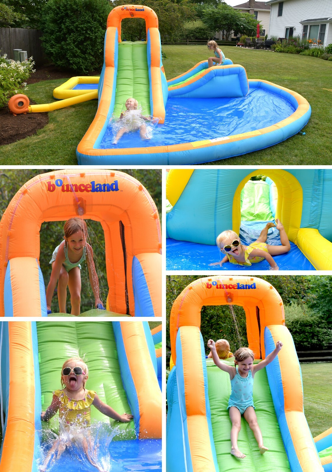 bounceland cascade inflatable water slides with large pool