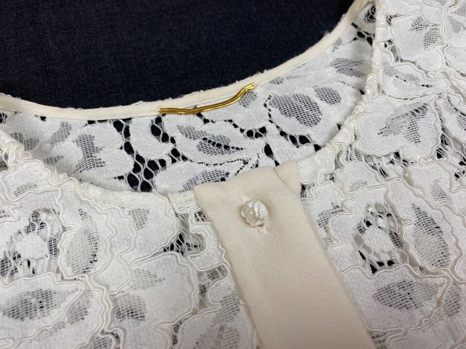 Camicia top donna Saint Laurent bianco pizzo