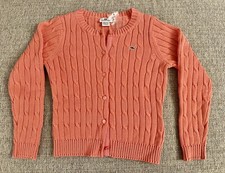 NEW Vineyard Vines Girls Cable Knit Cardigan Sweater Size 10-12 Peachy Orange