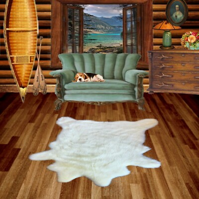 Shaggy Sheep Pelt Rug, Faux Sheepskin, Deer, Cow, Bear Skin, White FUR ACCENTS 
