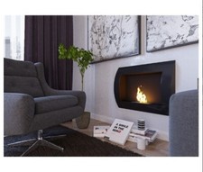 Biocamino Camino a biotanolo Selly 80x60x15 cm Nero Boxato  da parete stufa fd61