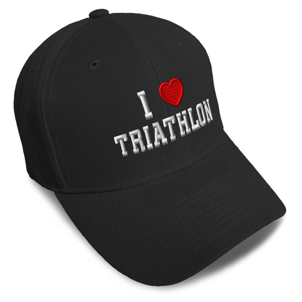 Baseball Cap I (Love) Triathlon Red Heart Sports Lovers Dad Hats for Men & Women