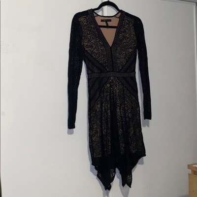 BCBG Maxazria Dress - Black Lace Long Sleeve | eBay
