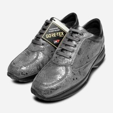 Gore Tex Metallic Grey Snakeskin Womens Igi Sneakers