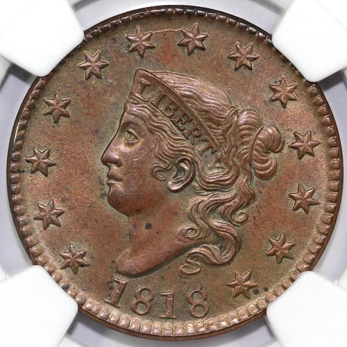 1818 1c N-7 Coronet or Matron Head Large Cent NGC MS 64 BN