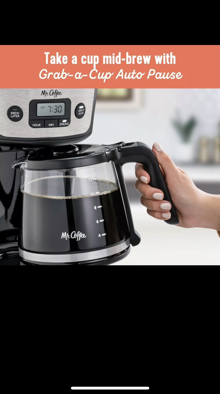Mr. Coffee 12-Cup Programmable Coffeemaker with Strong Brew 