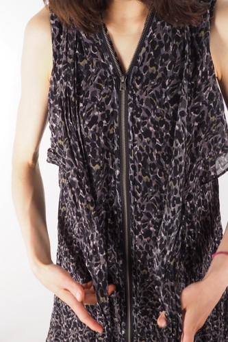 AllSaints Jayda Waterleo Front Zipper Sleeveless Leopard Print Mini Dress size S - Picture 3 of 9
