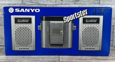Vinatge J 37 Sanyo Sportster Portable Speakers Battery Case Minty Condition