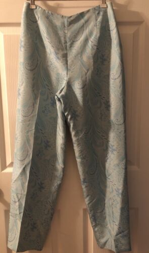 Ann Taylor LOFT Gorgeous Summer Silk Lined Slacks Pants Blue Paisley Sz 8 - Picture 1 of 10