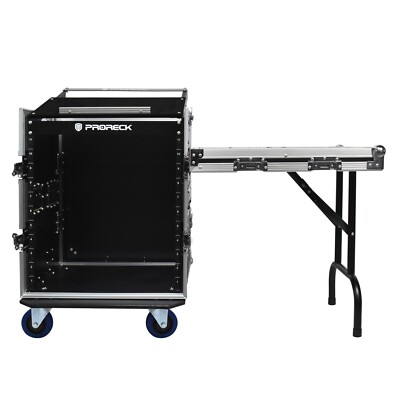 PRORECK Rack Case 20'' Rackable Depth with Slant Mixer Top One Side Table 12-U