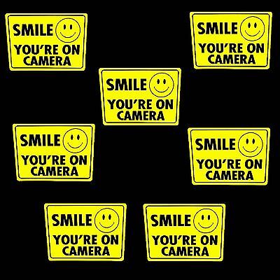 36 SMILE SECURITY VIDEO CAMERAS IN USE WARNING STICKERS FOR WINDOWS LOT