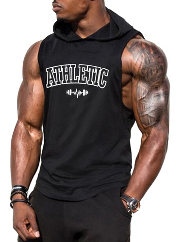 Men Workout Hooded Tank Tops Bodybuilding Muscle T Shirt Sleeveless Gym Hoodies - Picture 98 of 113