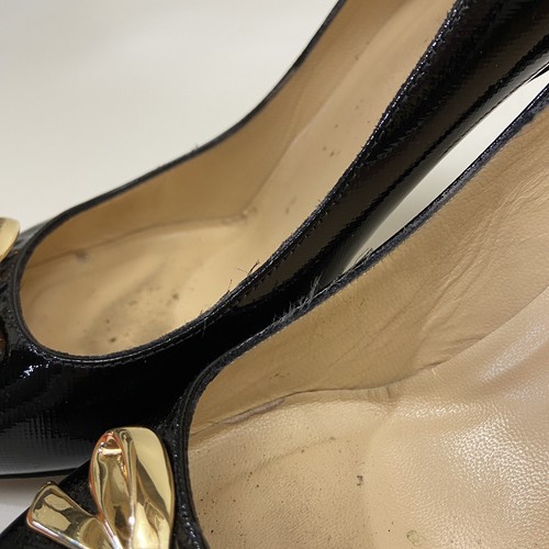 Mini arco para mujer Kate Spade Antonella tacones negros patente tono dorado metal talla 9 - Imagen 11 de 12