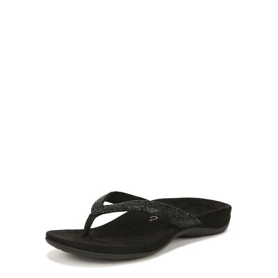 Vionic Dillon Women's Toe-post Supportive Sandal Black Croc - 9 Wide