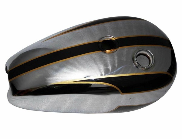 DüNn Pansen Schwarz Chrom FüR Triumph T140 Bonneville Benzin Benzintank ECS-image