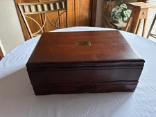 Reed & Barton Bristol USA Silverware Flatware Storage Cherry Wood Chest Box
