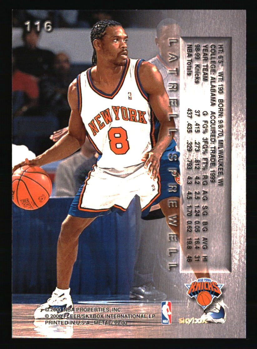 Latrell Sprewell 1999-00 Metal #116 BASKETBALL Card | eBay