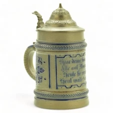 S. P. Gerz Beer Stein 880 Blue Cobalt | Lidded  .5 L Germany Antique ca. 1900