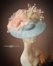 Kentucky Derby Hat Fascinator White Cream Royal Ascot Soft Blue Soft Baby Pink